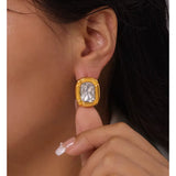 Crystal halo Gold Earrings