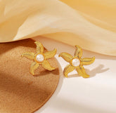 Luxury Starfish Pearl Stud Earrings - Rare Jewels