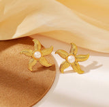 Luxury Starfish Pearl Stud Earrings - Rare Jewels