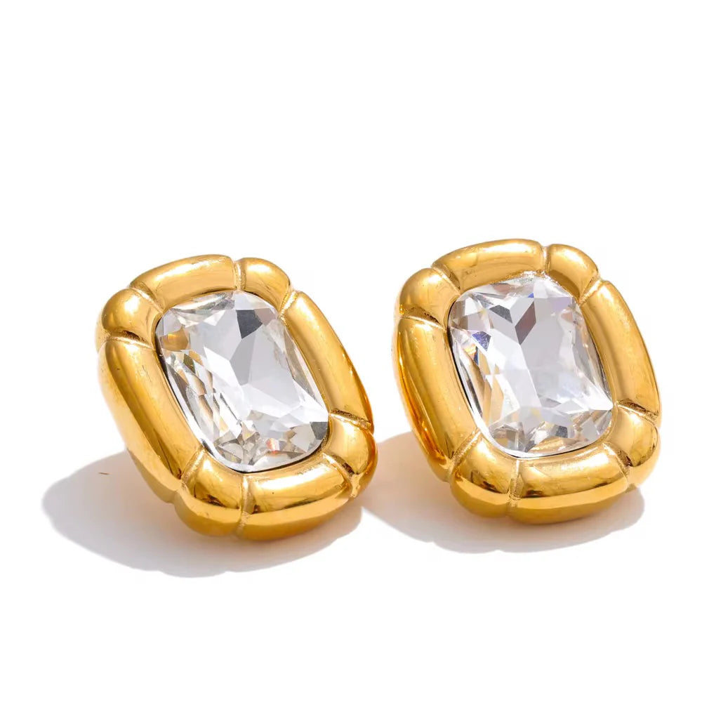 Crystal halo Gold Earrings