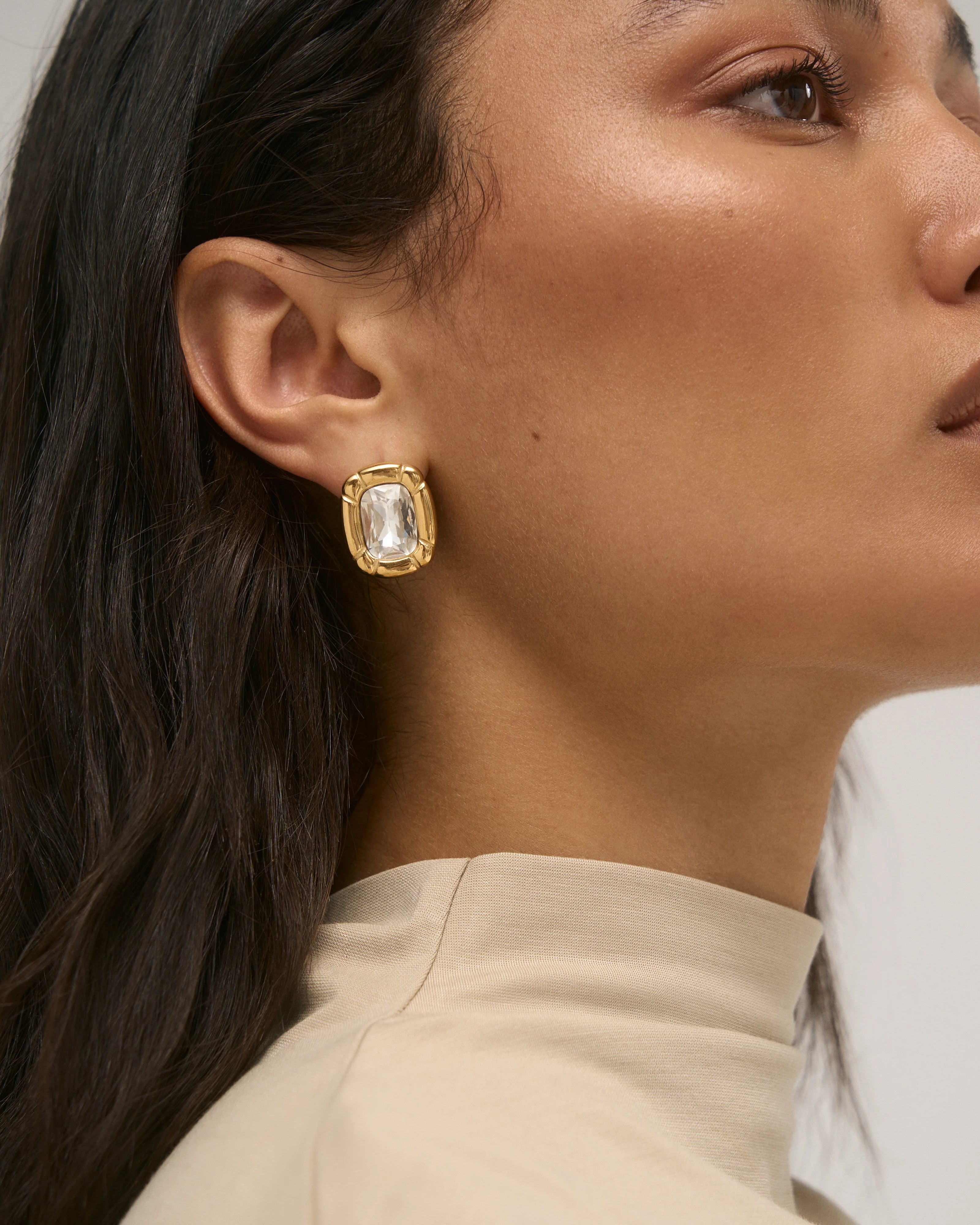 Crystal halo Gold Earrings