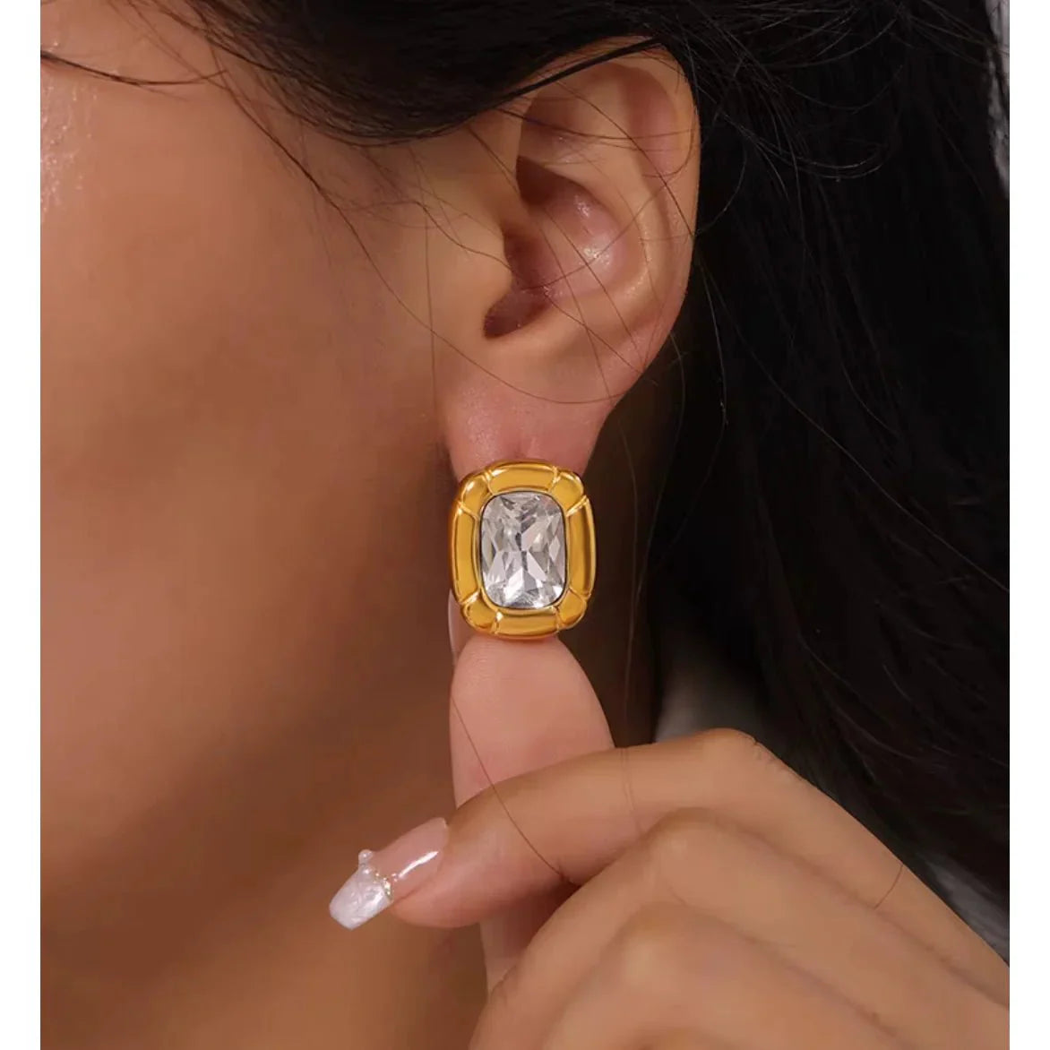 Crystal halo Gold Earrings - Rare Jewels