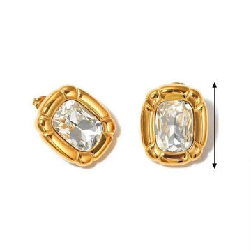 Crystal halo Gold Earrings - Rare Jewels