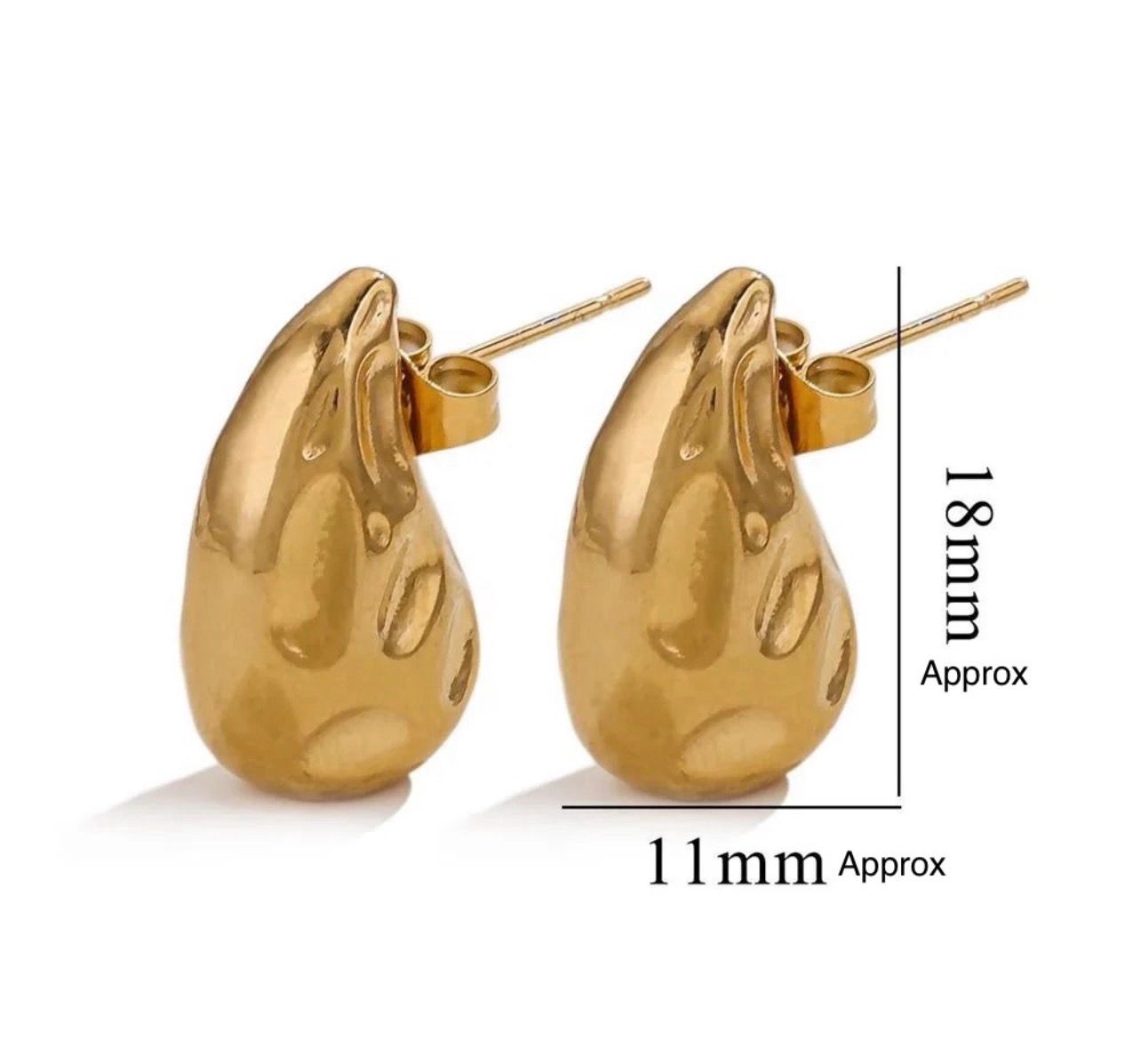 Molten Gold Drop Stud Earrings – Modern Sculpted Design - Rare Jewels