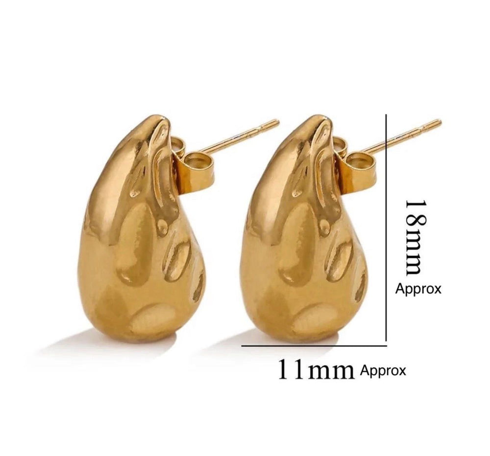 Molten Gold Drop Stud Earrings – Modern Sculpted Design - Rare Jewels