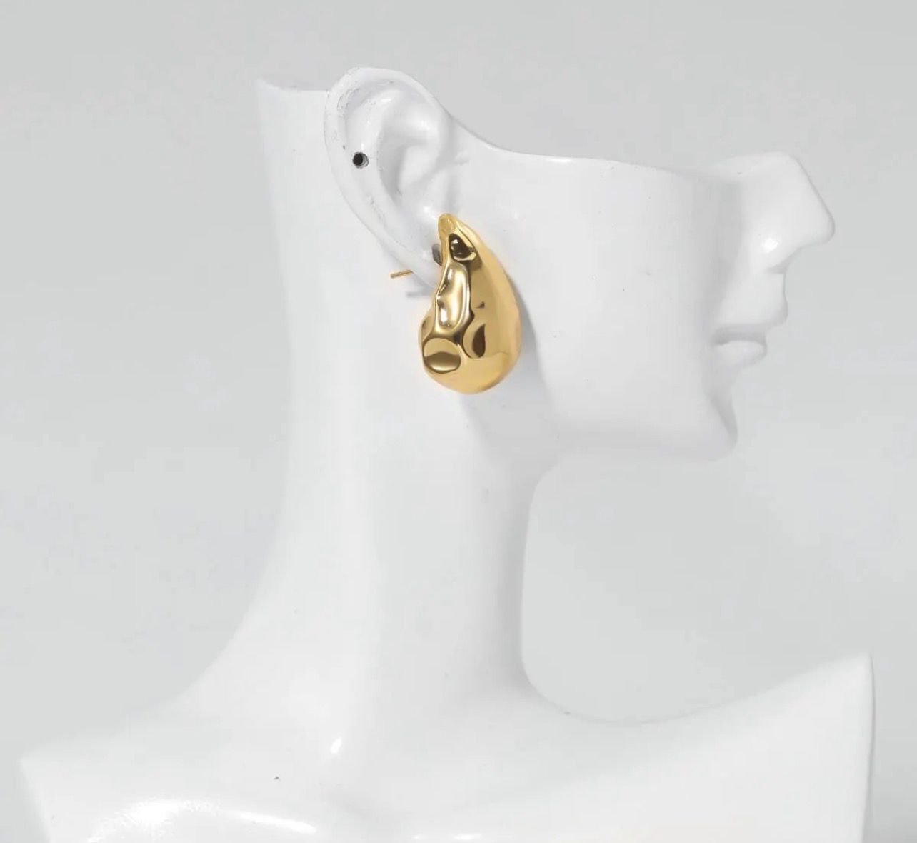 Molten Gold Drop Stud Earrings – Modern Sculpted Design - Rare Jewels